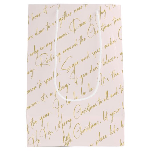 Roze Gouden Kerstmispatroon#36 ID1009 Medium Cadeauzakje (Achterkant)