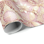 Roze Gouden Kerstmispatroon#3 ID1009 Cadeaupapier (Rol Hoek)