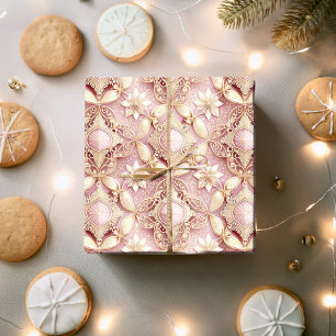 Roze Gouden Kerstmispatroon#3 ID1009 Cadeaupapier