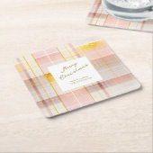 Roze Gouden Kerstmispatroon#7 ID1009 Kartonnen Onderzetters (Schuin)