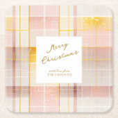 Roze Gouden Kerstmispatroon#7 ID1009 Kartonnen Onderzetters (Voorkant)