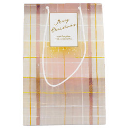 Roze Gouden Kerstmispatroon#7 ID1009 Medium Cadeauzakje