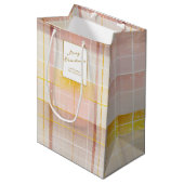 Roze Gouden Kerstmispatroon#7 ID1009 Medium Cadeauzakje (Voorkant Gekanteld)