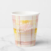 Roze Gouden Kerstmispatroon#7 ID1009 Papieren Bekers (Voorkant)