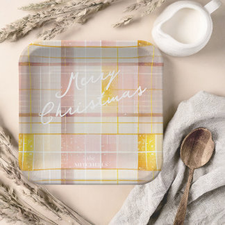 Roze Gouden Kerstmispatroon#7 ID1009 Papieren Bordje