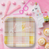 Roze Gouden Kerstmispatroon#7 ID1009 Papieren Bordje (Feest)