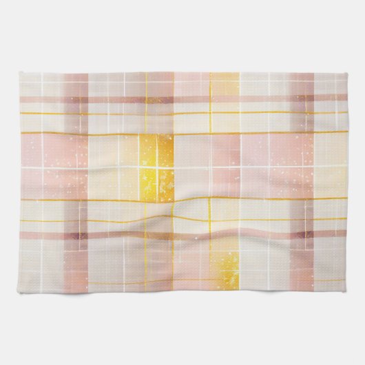 Roze Gouden Kerstmispatroon#7 ID1009 Theedoek (Horizontaal)