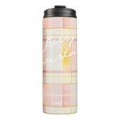 Roze Gouden Kerstmispatroon#7 ID1009 Thermosbeker (Voorkant)