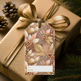 Roze Gouden Kerstmispatroon#8 ID1009 Cadeaulabel