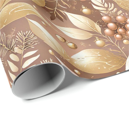 Roze Gouden Kerstmispatroon#8 ID1009 Cadeaupapier (Rol Hoek)