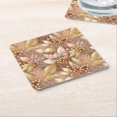 Roze Gouden Kerstmispatroon#8 ID1009 Kartonnen Onderzetters (Schuin)