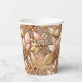 Roze Gouden Kerstmispatroon#8 ID1009 Papieren Bekers (Achterkant)