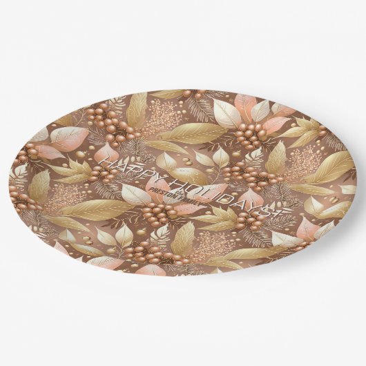 Roze Gouden Kerstmispatroon#8 ID1009 Papieren Bordje (Gekanteld)