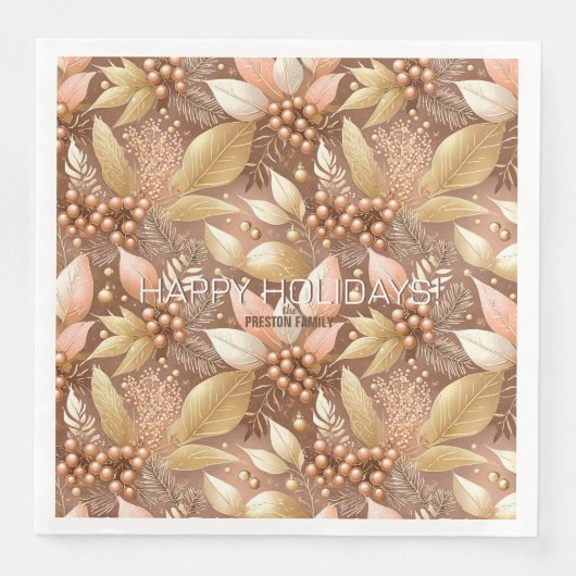 Roze Gouden Kerstmispatroon#8 ID1009 Servet (Voorkant)