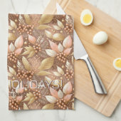 Roze Gouden Kerstmispatroon#8 ID1009 Theedoek (Quarter Fold)