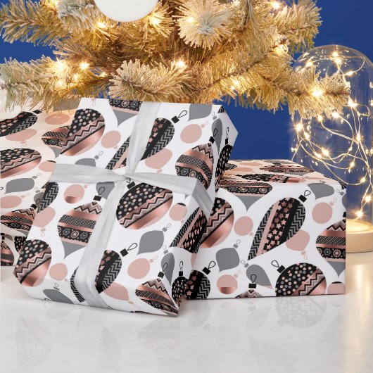 Roze Gouden Kerstversieringen Cadeaupapier (Feestdagen)
