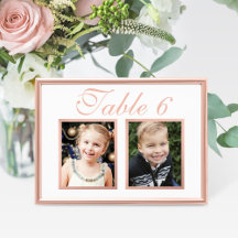 Roze Gouden Kindertijd Foto Tafel Nummerkaart