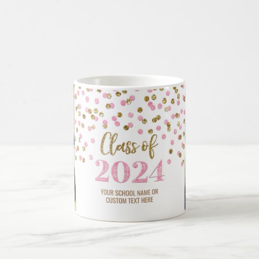 Roze Gouden Klasse van 2024 Koffie Mok (Center)
