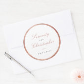 Roze Gouden Klassieke Elegantie Script Bruiloft Fa Ronde Sticker (Envelop)