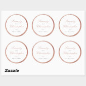 Roze Gouden Klassieke Elegantie Script Bruiloft Fa Ronde Sticker (Vel)