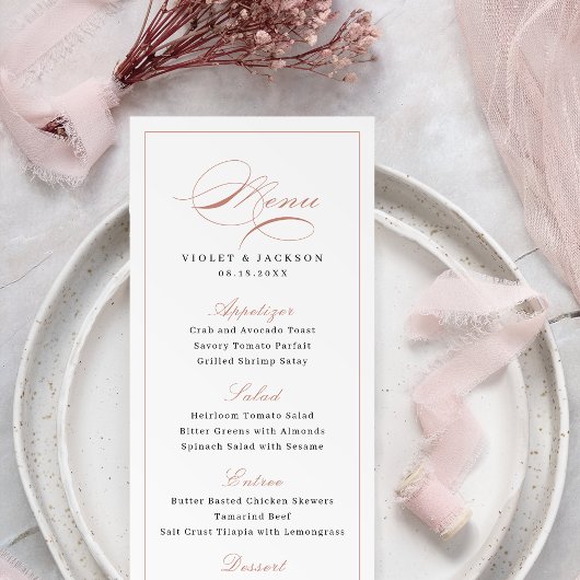 Roze Gouden Klassieke Elegantie Script Eenvoudige Menu