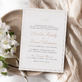 Roze Gouden Klassieke Elegantie Script Monogram Hu Folie Uitnodiging