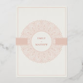 Roze Gouden Klassieke Sierlijke Mandala Trouw Uitn Folie Uitnodiging (Achterkant)