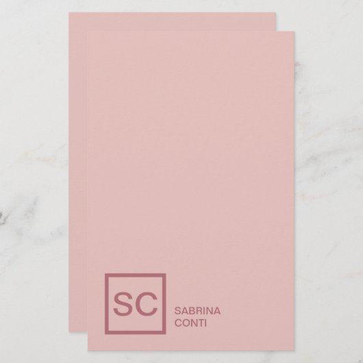 Roze gouden kleur professionele meisjesnaam monogr briefpapier (Voorkant / Achterkant)