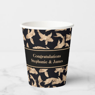 Roze gouden koi vis banner verloving feest papieren bekers