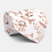 Roze Gouden Kolibrie Patroon Witte Trouwdas Stropdas (Opgerold)