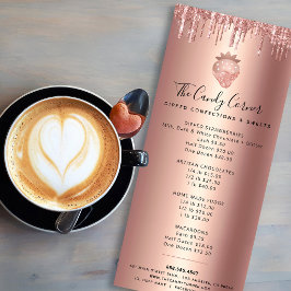 Roze Gouden Koper Aardbei Glitter Nagerechten Menu