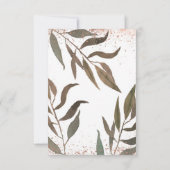 Roze Gouden Koperen Botanische Glam Bruiloft RSVP (Achterkant)