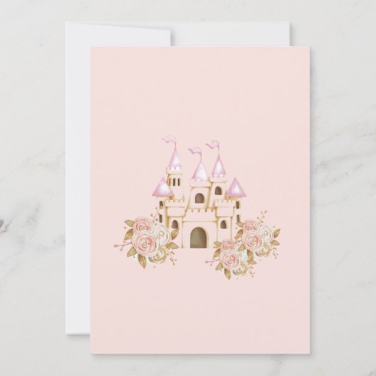 Roze Gouden Kroon Kasteel Prinses 1e Verjaardag In Kaart (Achterkant)