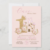 Roze Gouden Kroon Kasteel Prinses 1e Verjaardag  Kaart (Voorkant)