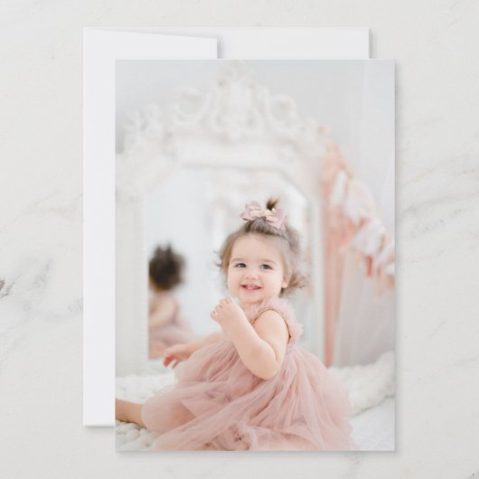 Roze Gouden Kroon Kasteel Prinses 1e Verjaardag  Kaart (Achterkant)