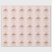 Roze gouden kroon prinses 1e verjaardag cadeaupapier (Vlak)