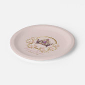 Roze gouden kroon prinses 1e verjaardag papieren bordje (Gekanteld)