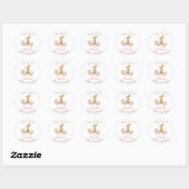 Roze Gouden Kroon Prinses 1e Verjaardagsfeest Ronde Sticker (Vel)