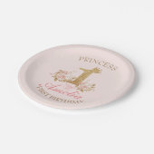 Roze Gouden Kroon Prinses 1e Verjaardagsfeestje  Papieren Bordje (Gekanteld)