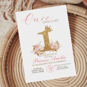 Roze Gouden Kroon Prinses Eerste Verjaardagsfeestj Kaart