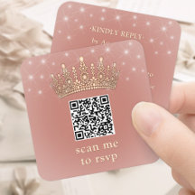 Roze Gouden Kroon Quinceañera Scan Mij QR Code RSV