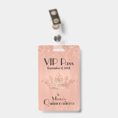 Roze Gouden Kroon Quinceañera VIP-badge Badge (Achterkant met clip)