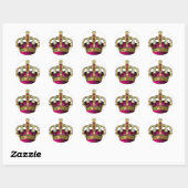Roze & Gouden Kroon Ronde Sticker (Vel)