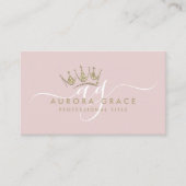 Roze gouden kroon visitekaartje (Voorkant)