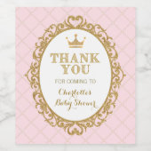 Roze Gouden Kroonprinses Baby shower Gunsten Wijn Etiket (Enkel label)