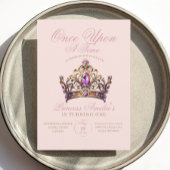 Roze gouden kroonprinses eerste verjaardag kaart