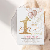 Roze Gouden Kroonprinses Eerste Verjaardagsfeest Kaart