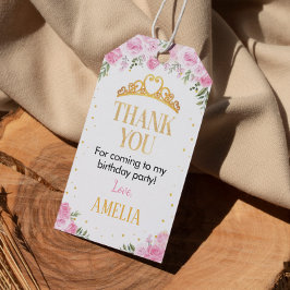 Roze Gouden Kroonprinses Verjaardag Dank u Label Cadeaulabel
