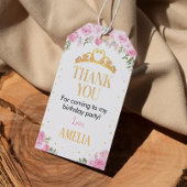 Roze Gouden Kroonprinses Verjaardag Dank u Label Cadeaulabel
