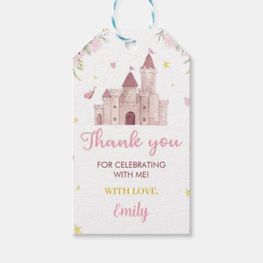 Roze Gouden Kroonprinses Verjaardag Dank u Label Cadeaulabel (Voorkant)